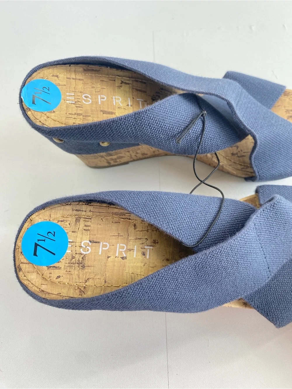 Esprit Oceane 2 Navy Stretchy Wide Strap Cork Wedge Heel Sandal Shoe 7.5 NWT